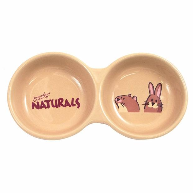 Stoneware Double Small Animal Dish – 8.5″ (Naturals) Cats