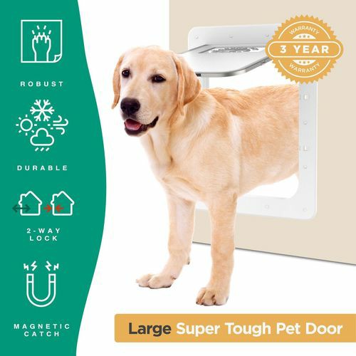 Super Tough Pet Door – Large – White Dogs