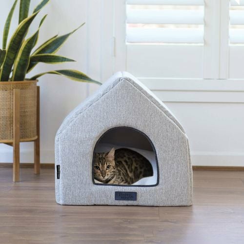 Taupe Anti-Bacterial Fabric Cat House Beds