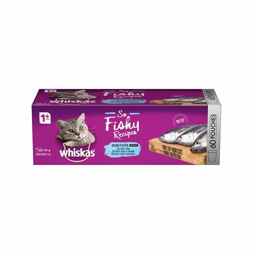 Whiskas 85G Ocean Platter Wet Cat Food – 60 Pouches Cats